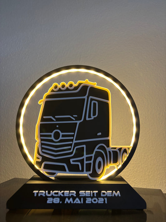 LED-Ringleuchte im LKW-Design inkl. Wunschtext - 3D-gedruckt
